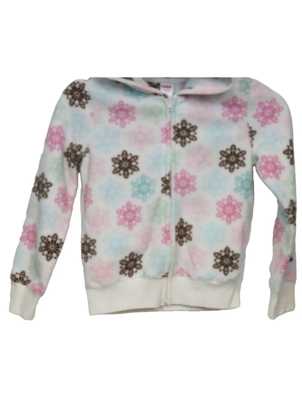 2009 Gymboree Winter Ballerina Med 7/8 Jacket Fleece White Snowflakes Hoodie